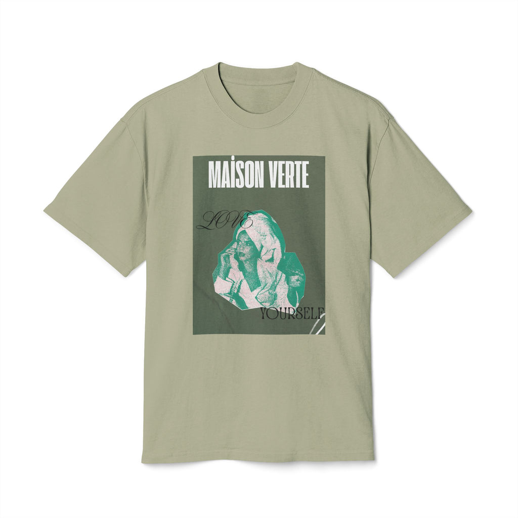 Maison Verte Graphic Tee – Vintage Green 'Love Yourself' Band Shirt