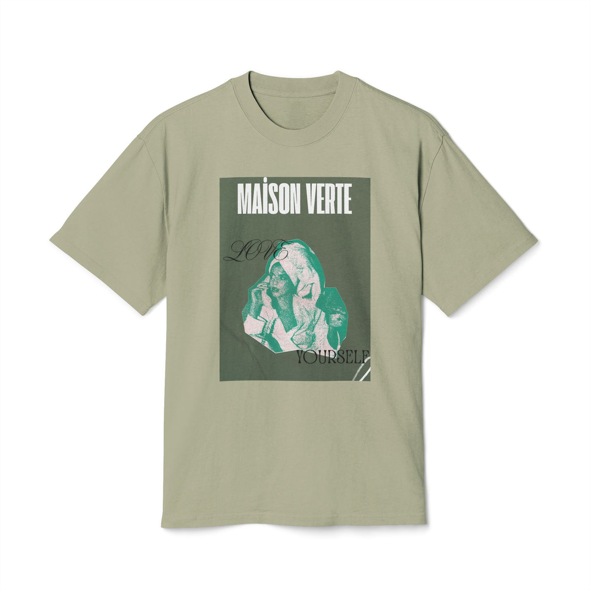 Maison Verte Graphic Tee – Vintage Green 'Love Yourself' Band Shirt
