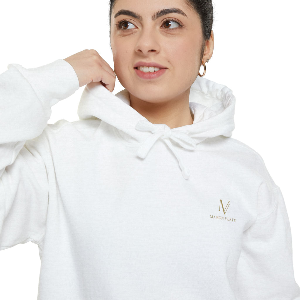 Minimal White Hoodie — Subtle Embroidered ‘N’ Casual Pullover
