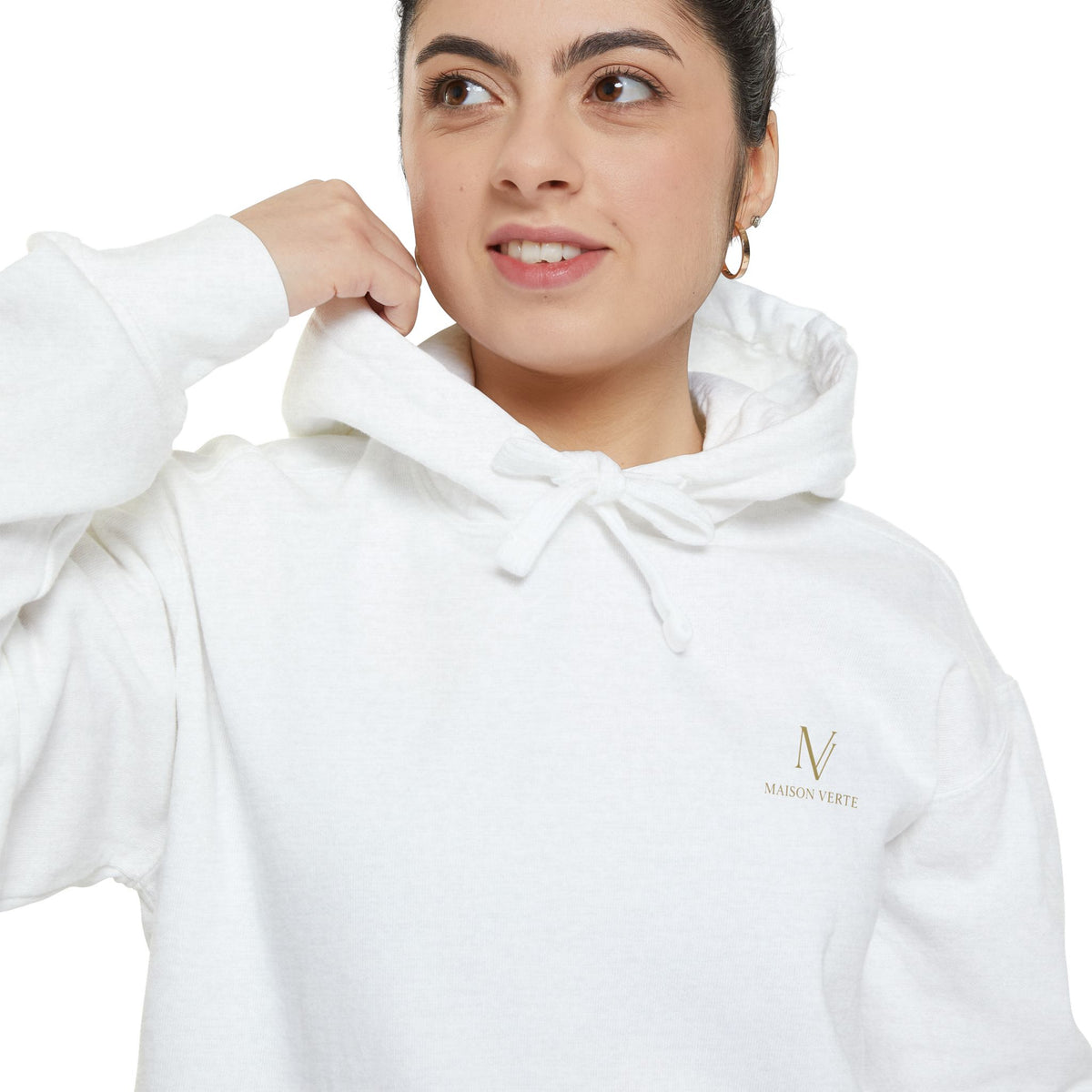 Minimal White Hoodie — Subtle Embroidered ‘N’ Casual Pullover