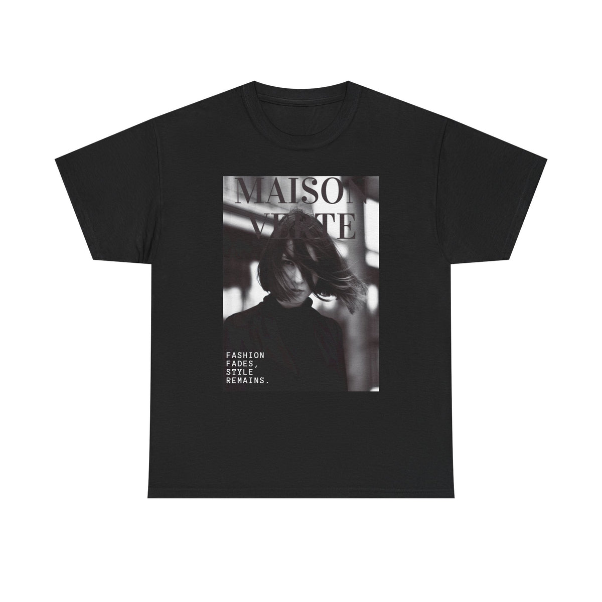 Maison Matte Fashion Photo Tee — Vintage Monochrome Portrait Shirt