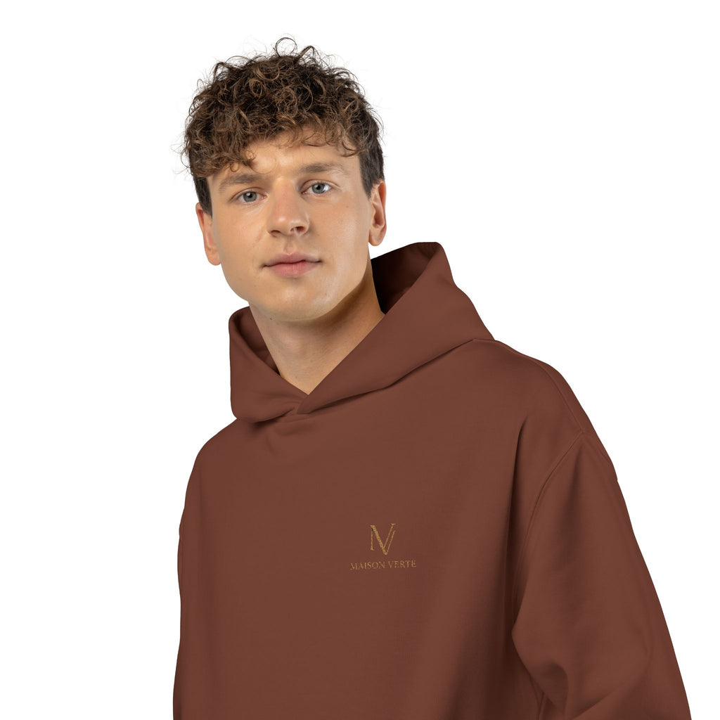 Relaxed Hoodie — Minimal Script 'N' Logo Chest Print Hoodie