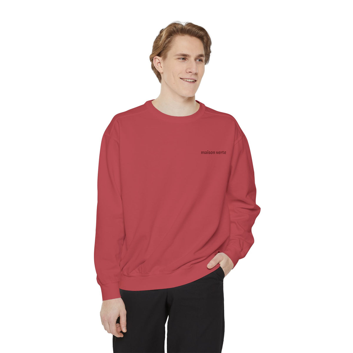 Minimal 'modern worry' Sweatshirt — Small Chest Text Crewneck