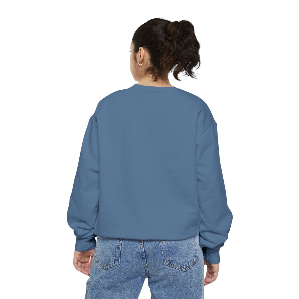 Minimal "Follow Better" White Sweatshirt — Small Chest Text Crewneck