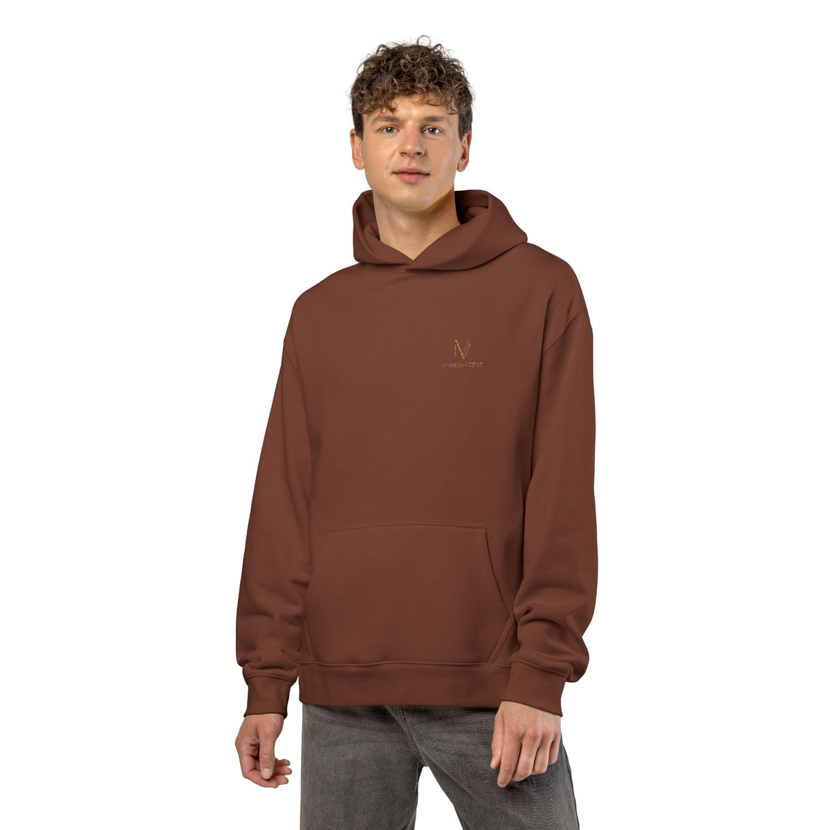 Relaxed Hoodie — Minimal Script 'N' Logo Chest Print Hoodie