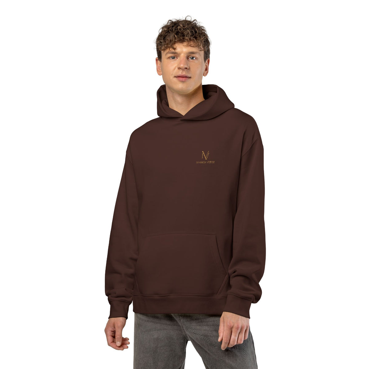 Relaxed Hoodie — Minimal Script 'N' Logo Chest Print Hoodie