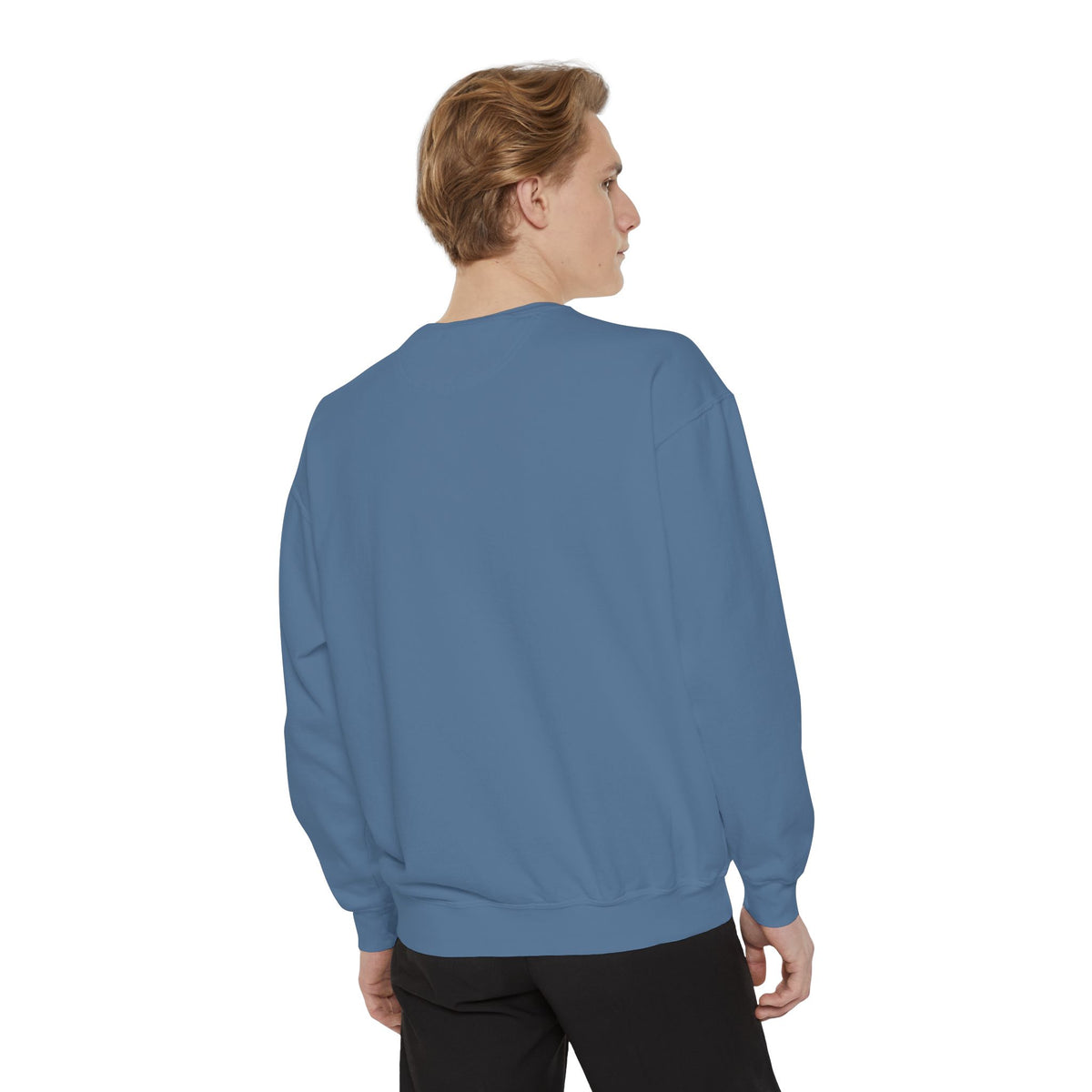 Minimal "Follow Better" White Sweatshirt — Small Chest Text Crewneck