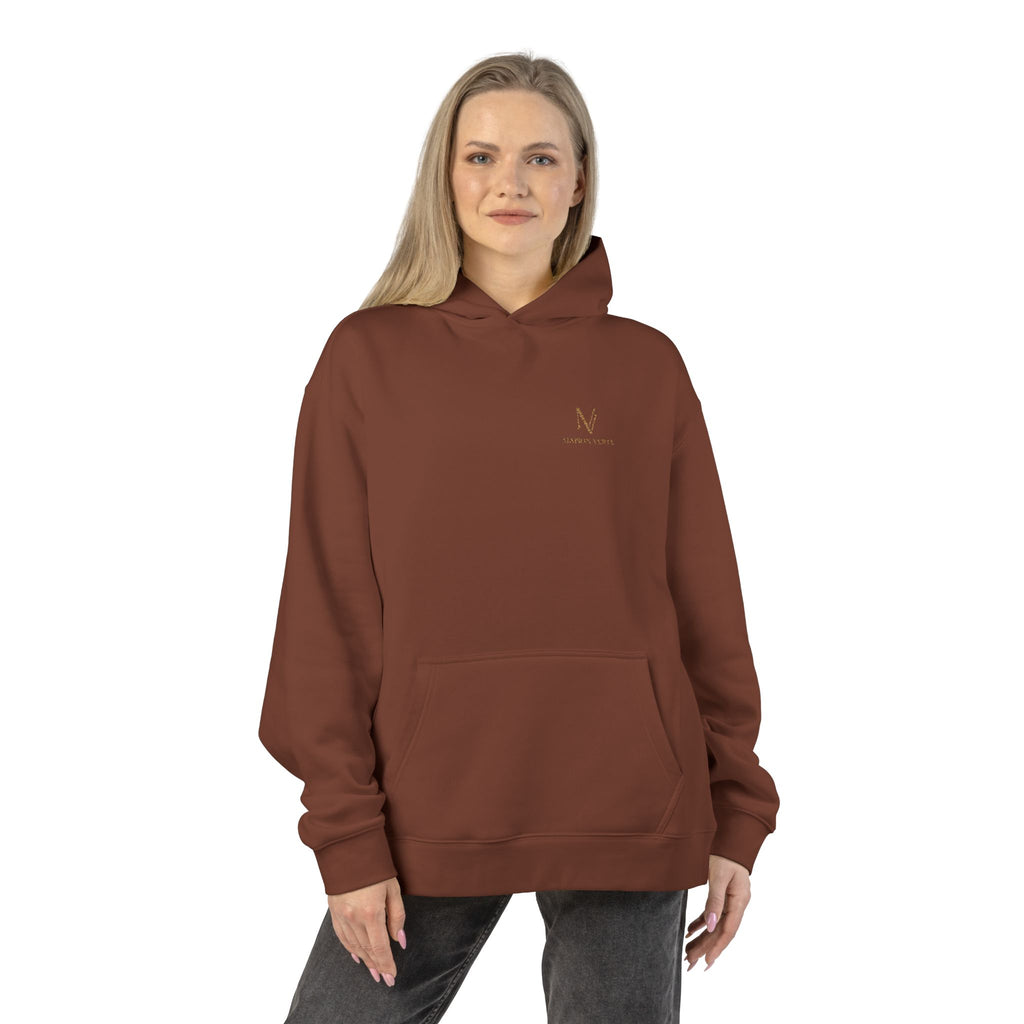 Relaxed Hoodie — Minimal Script 'N' Logo Chest Print Hoodie