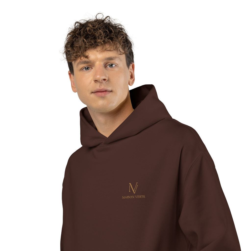 Relaxed Hoodie — Minimal Script 'N' Logo Chest Print Hoodie