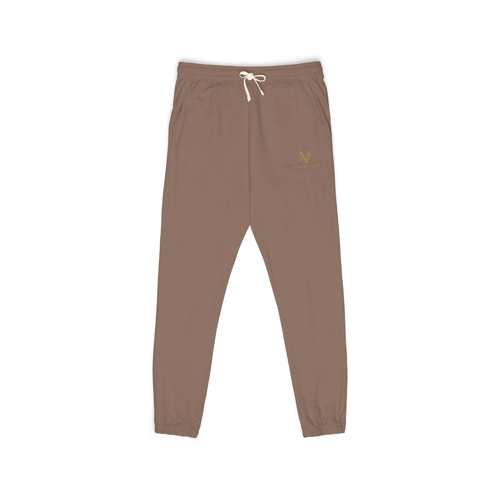 Embroidered Minimal Logo Sweatpants — Garment-Dyed Fleece Joggers