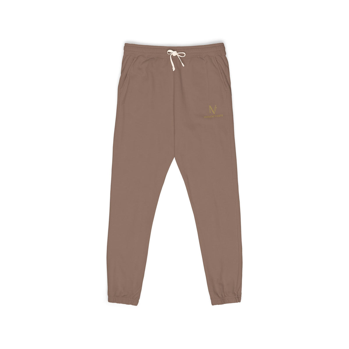 Embroidered Minimal Logo Sweatpants — Garment-Dyed Fleece Joggers