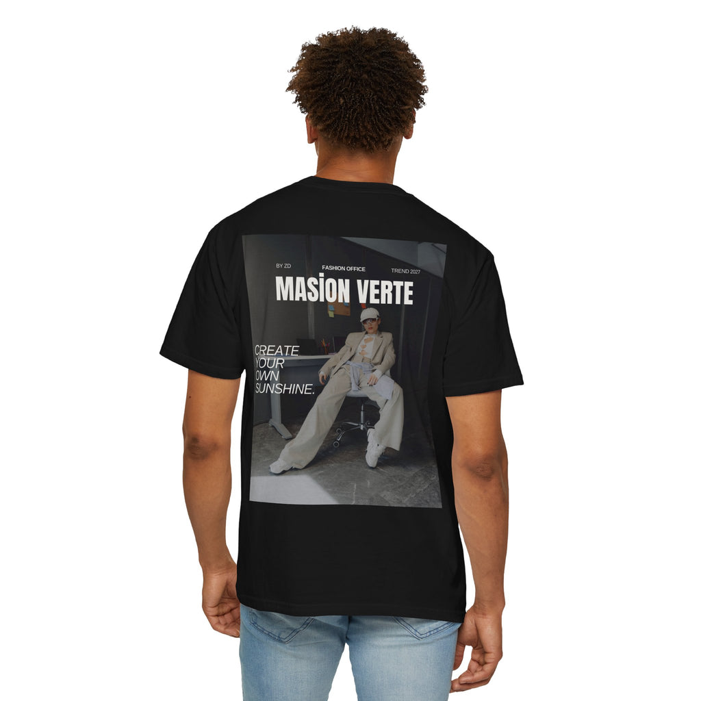 Graphic T-Shirt — 'Masión Verte: Create Your Own Sunshine' Vintage Magazine Back Print