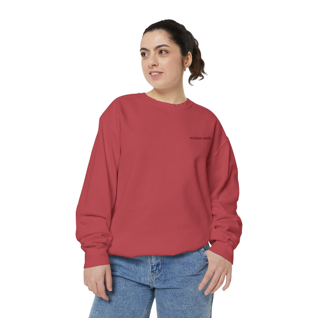 Minimal 'modern worry' Sweatshirt — Small Chest Text Crewneck