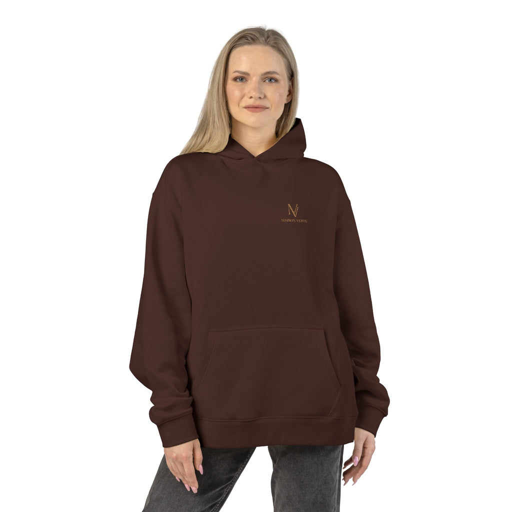 Relaxed Hoodie — Minimal Script 'N' Logo Chest Print Hoodie