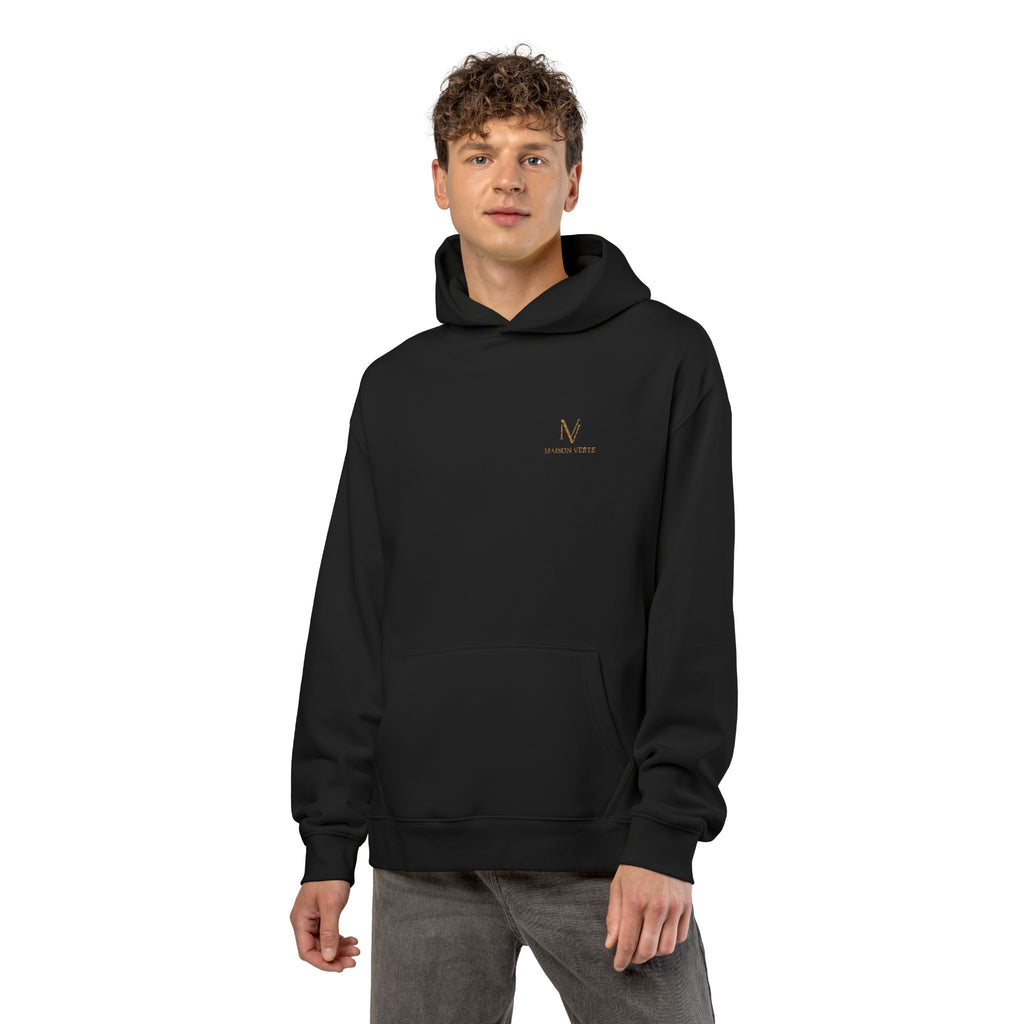 Relaxed Hoodie — Minimal Script 'N' Logo Chest Print Hoodie