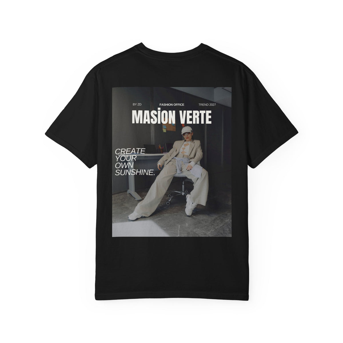 Graphic T-Shirt — 'Masión Verte: Create Your Own Sunshine' Vintage Magazine Back Print