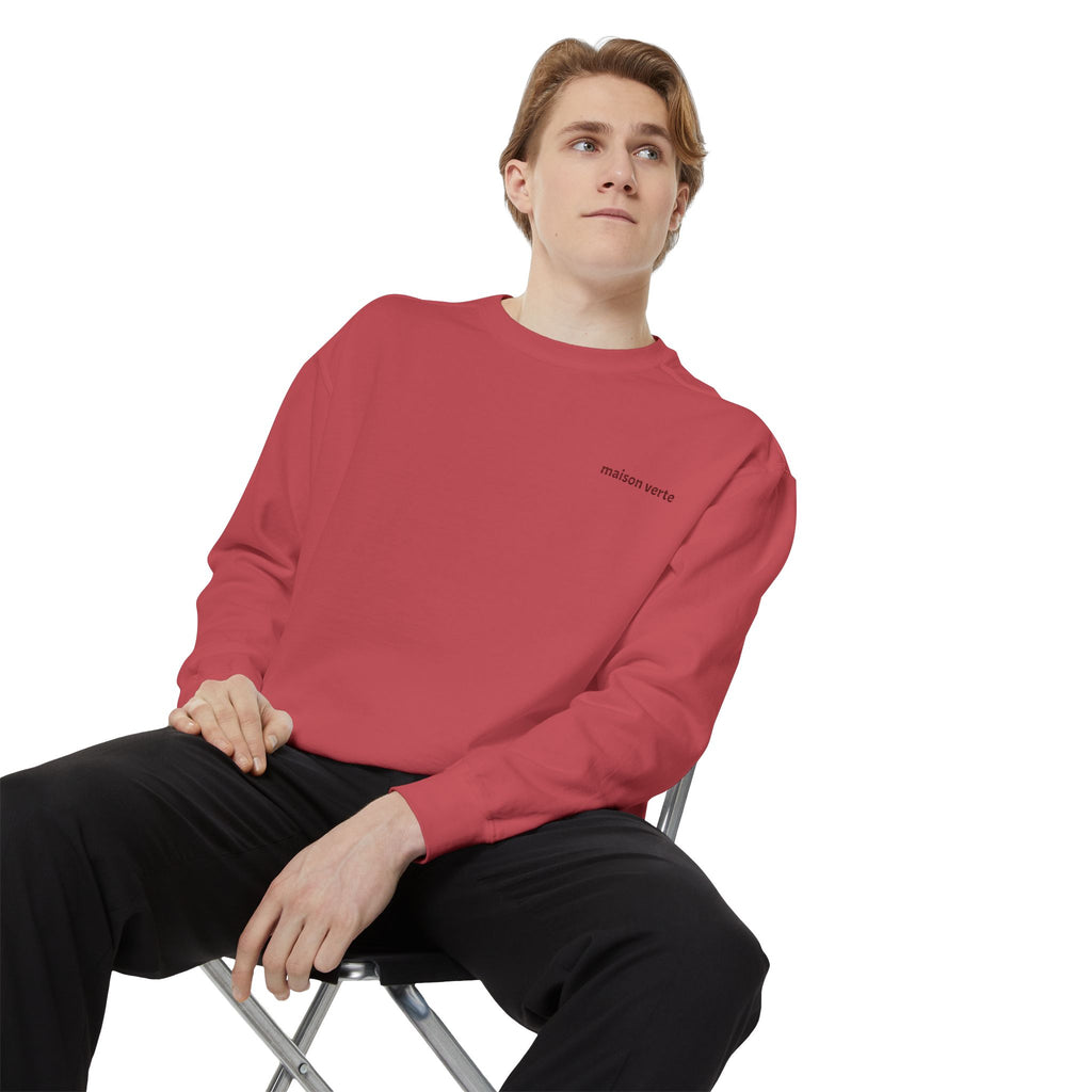 Minimal 'modern worry' Sweatshirt — Small Chest Text Crewneck