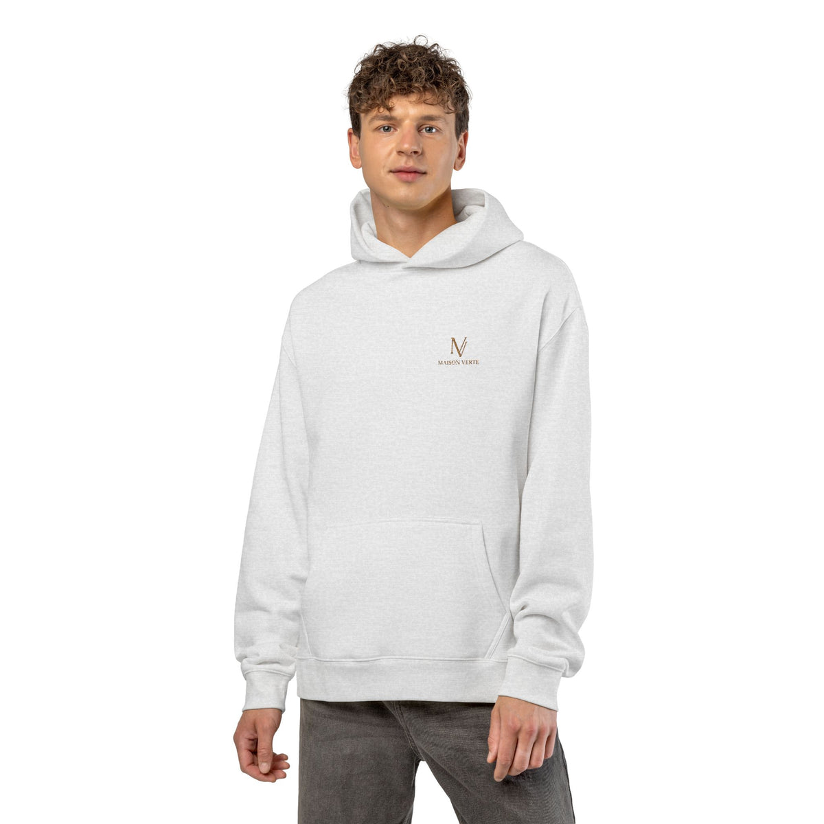 Relaxed Hoodie — Minimal Script 'N' Logo Chest Print Hoodie