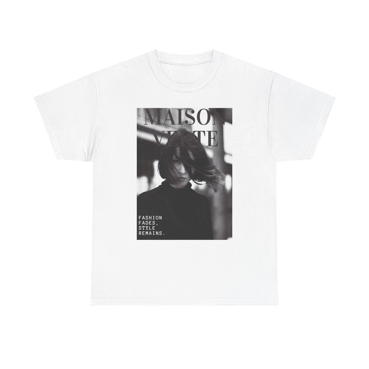 Maison Matte Fashion Photo Tee — Vintage Monochrome Portrait Shirt